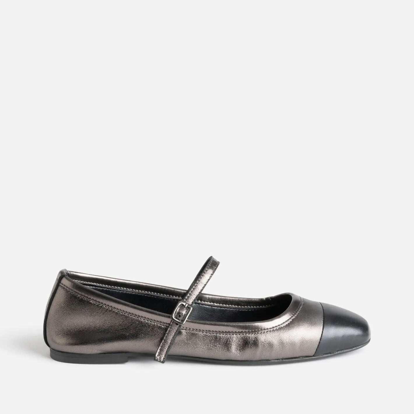 Babies gris métallisé cuir bout^Eram Discount