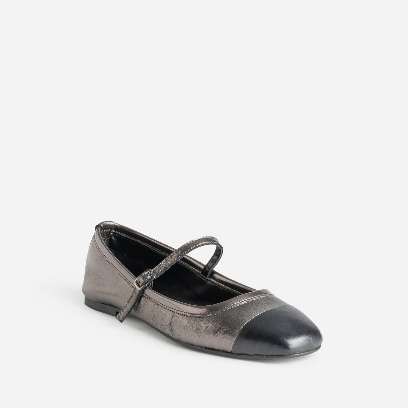 Babies gris métallisé cuir bout^Eram Discount