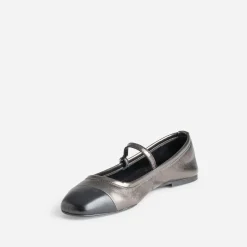Babies gris métallisé cuir bout^Eram Discount