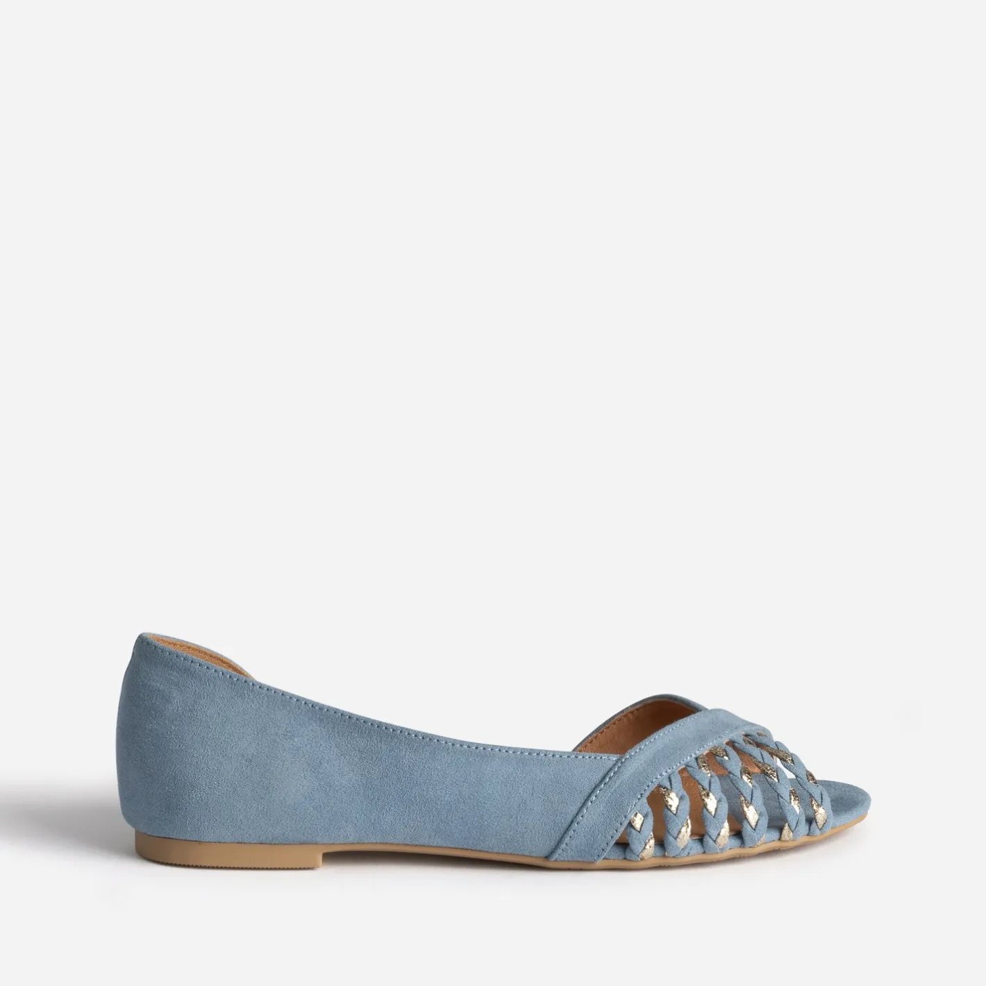 Ballerine pastel suédée et dorée open-toe^Eram Discount