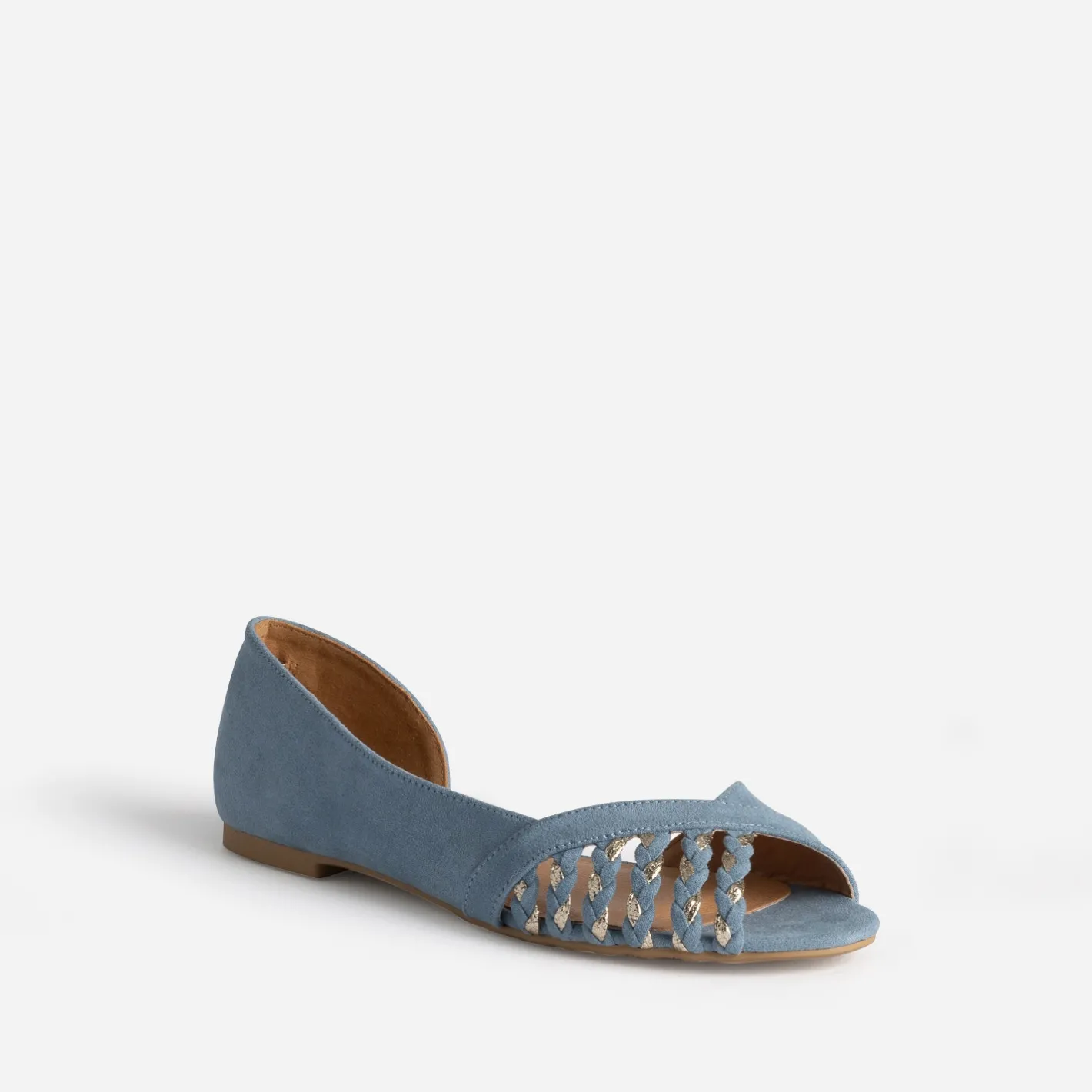 Ballerine pastel suédée et dorée open-toe^Eram Discount