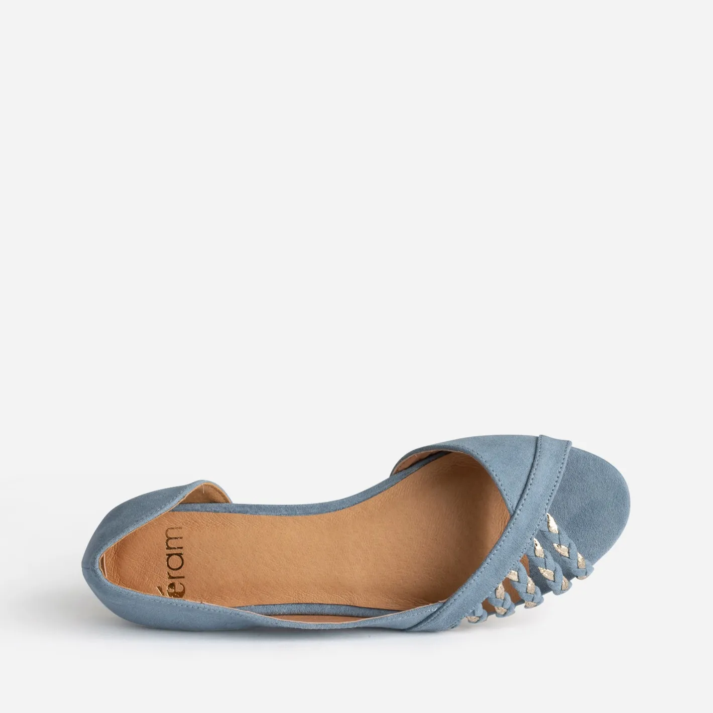 Ballerine pastel suédée et dorée open-toe^Eram Discount