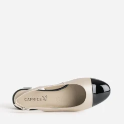 Ballerine cuir bout et talon noirs vernis^Caprice Online