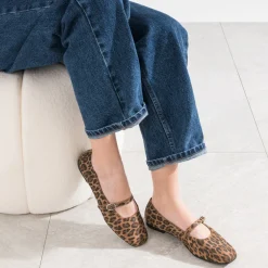 Ballerine marron cuir imprimé léopard^Eram
