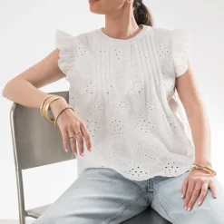 Blouse he broderies anglaises^Texto Discount