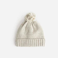 Bonnet écru chiné tricot à pompon^Eram Discount