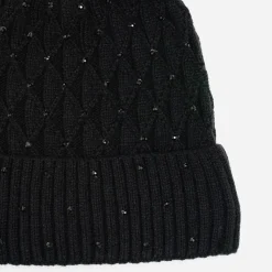 Bonnet tricot brodé strass s^Texto Discount