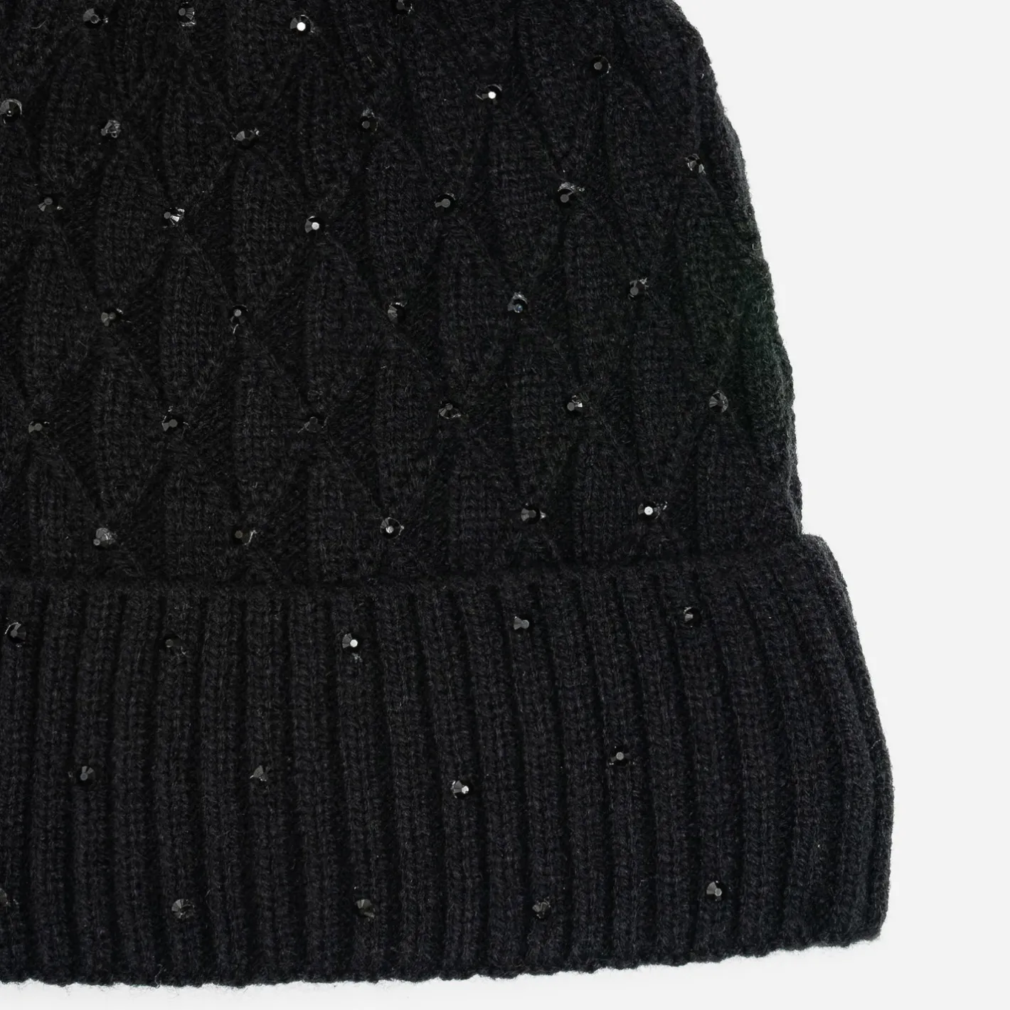 Bonnet tricot brodé strass s^Texto Discount
