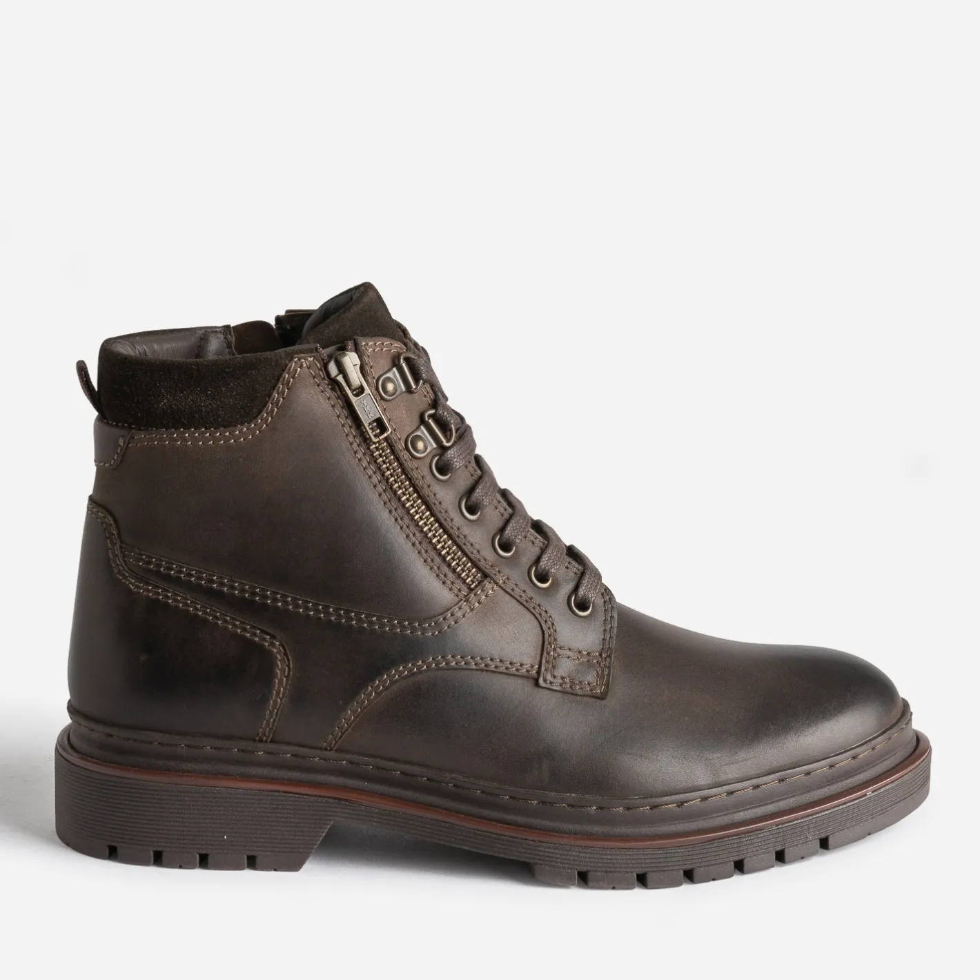 Boots à lacet en cuir à semelle cranté^Eram New