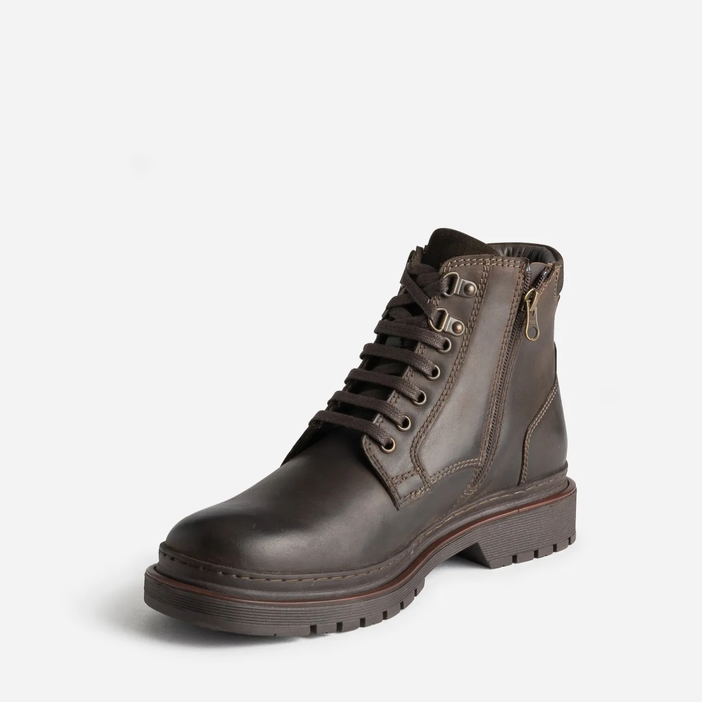 Boots à lacet en cuir à semelle cranté^Eram New