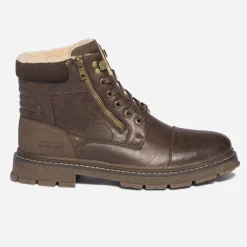 Boots à lacet en cuir fourré^Eram Clearance