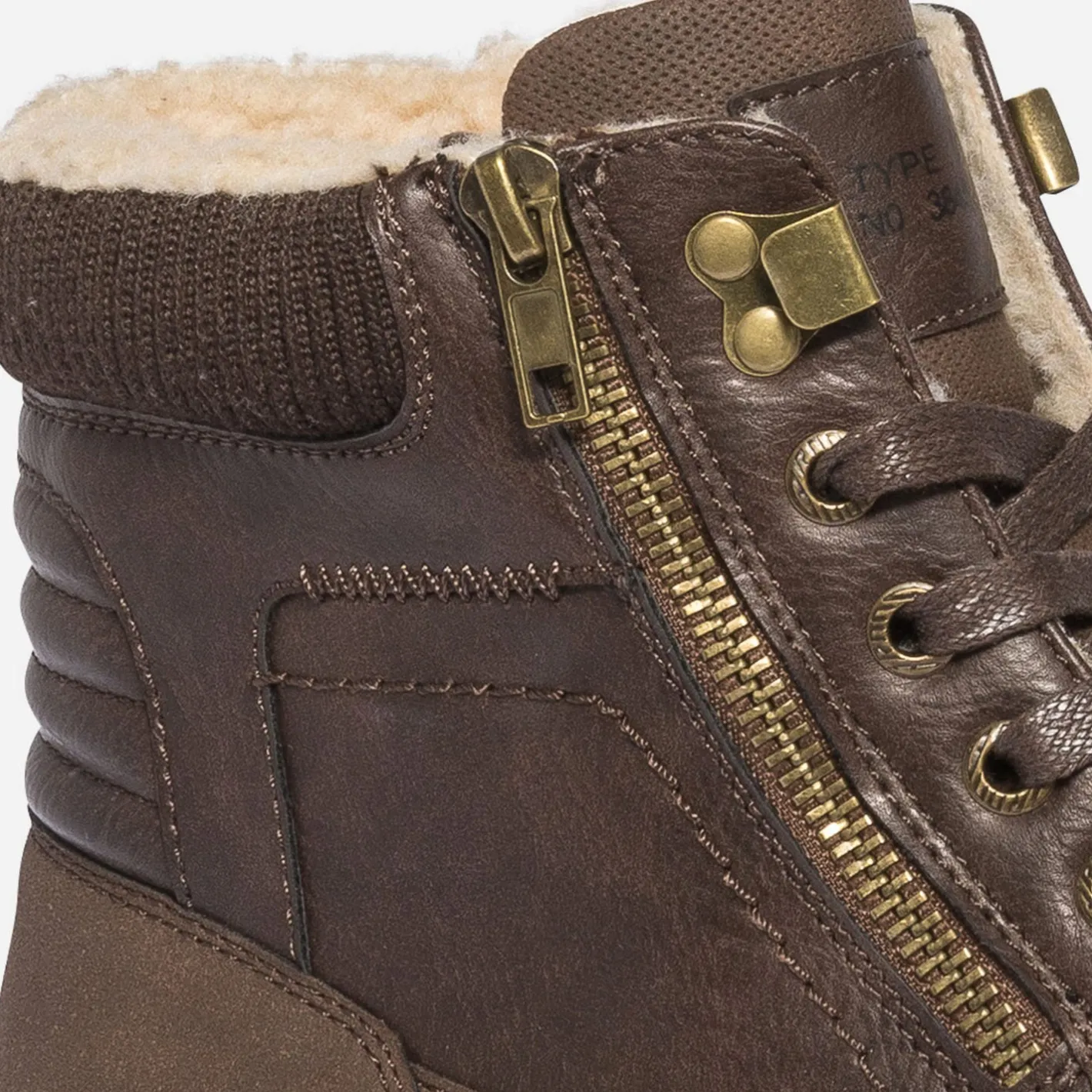 Boots à lacet en cuir fourré^Eram Clearance