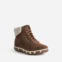 Boots à lacet camel en cuir velours fourré^Tbs Sale