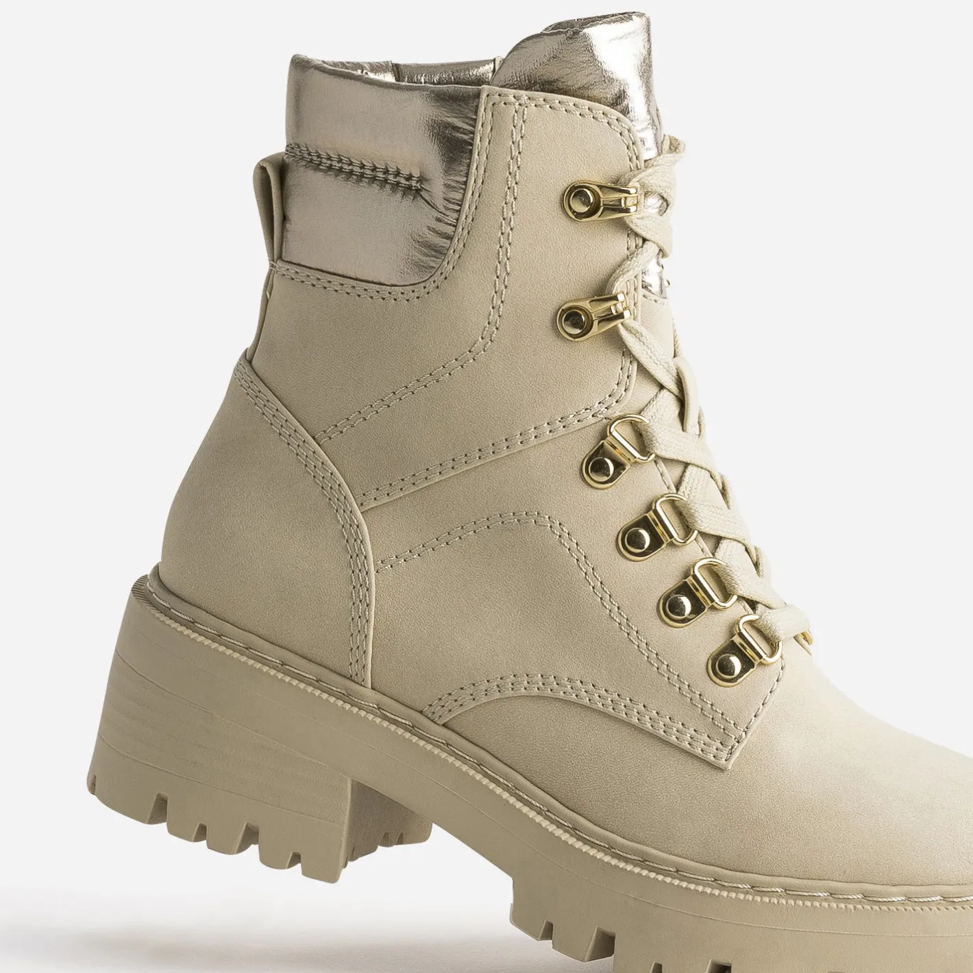 Boots à lacet à col métallisé^Texto Best
