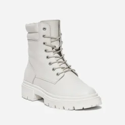 Boots à lacet écru éco-conçu en cuir^Texto Sale