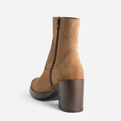 Boots à talon en cuir velours^Eram New