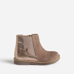 Boots taupe en cuir velours pailleté^Buggy Best