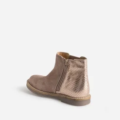 Boots taupe en cuir velours pailleté^Buggy Best