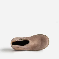 Boots taupe en cuir velours pailleté^Buggy Best