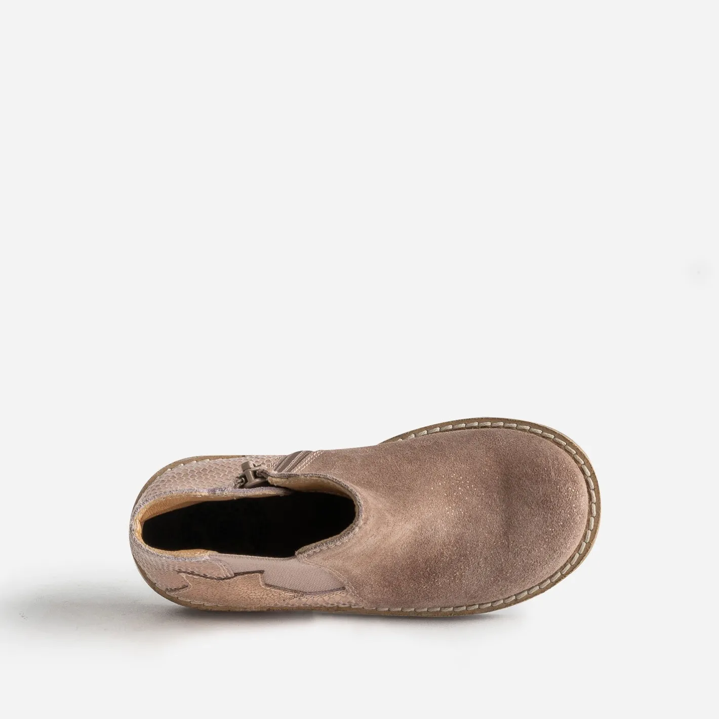 Boots taupe en cuir velours pailleté^Buggy Best