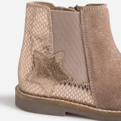 Boots taupe en cuir velours pailleté^Buggy Best