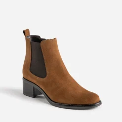Boots cognac en cuir velours^Eram Clearance