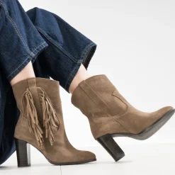 Boots cuir velours à franges^Texto Online