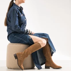 Botte camel cuir velours^Eram Clearance