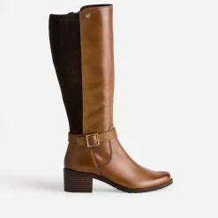 Botte camel cuir bi matière^Caprice New