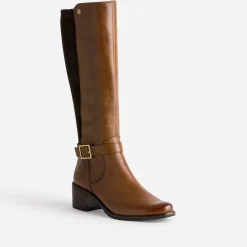 Botte camel cuir bi matière^Caprice New