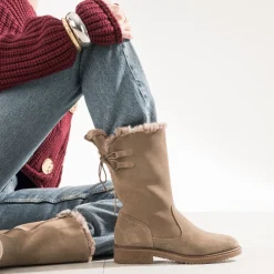 Botte taupe cuir velours fourré^Eram Hot
