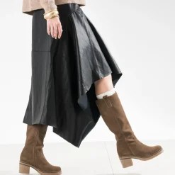 Botte cuir velours semelle effet crêpe^Eram Online