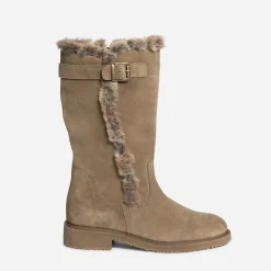 Botte taupe en cuir velours fourré^Eram Best