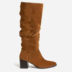 Botte TEXTO camel en cuir velours à tige plissée^Eram Clearance