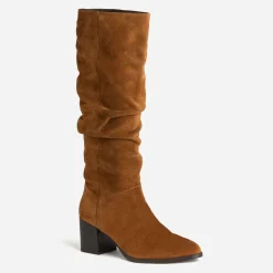 Botte TEXTO camel en cuir velours à tige plissée^Eram Clearance