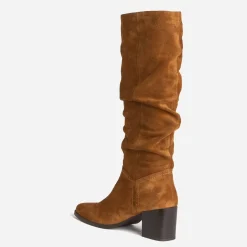 Botte TEXTO camel en cuir velours à tige plissée^Eram Clearance