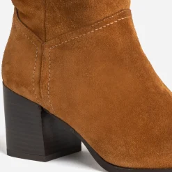 Botte TEXTO camel en cuir velours à tige plissée^Eram Clearance