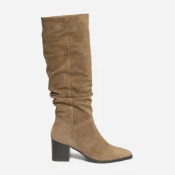 Botte TEXTO en cuir velours éco-conçu à tige plissée^Eram Outlet