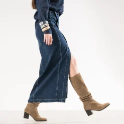 Botte TEXTO en cuir velours éco-conçu à tige plissée^Eram Outlet