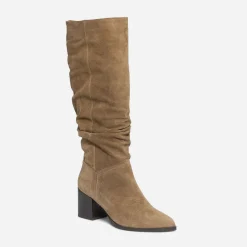 Botte TEXTO en cuir velours éco-conçu à tige plissée^Eram Outlet