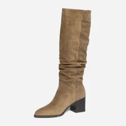 Botte TEXTO en cuir velours éco-conçu à tige plissée^Eram Outlet