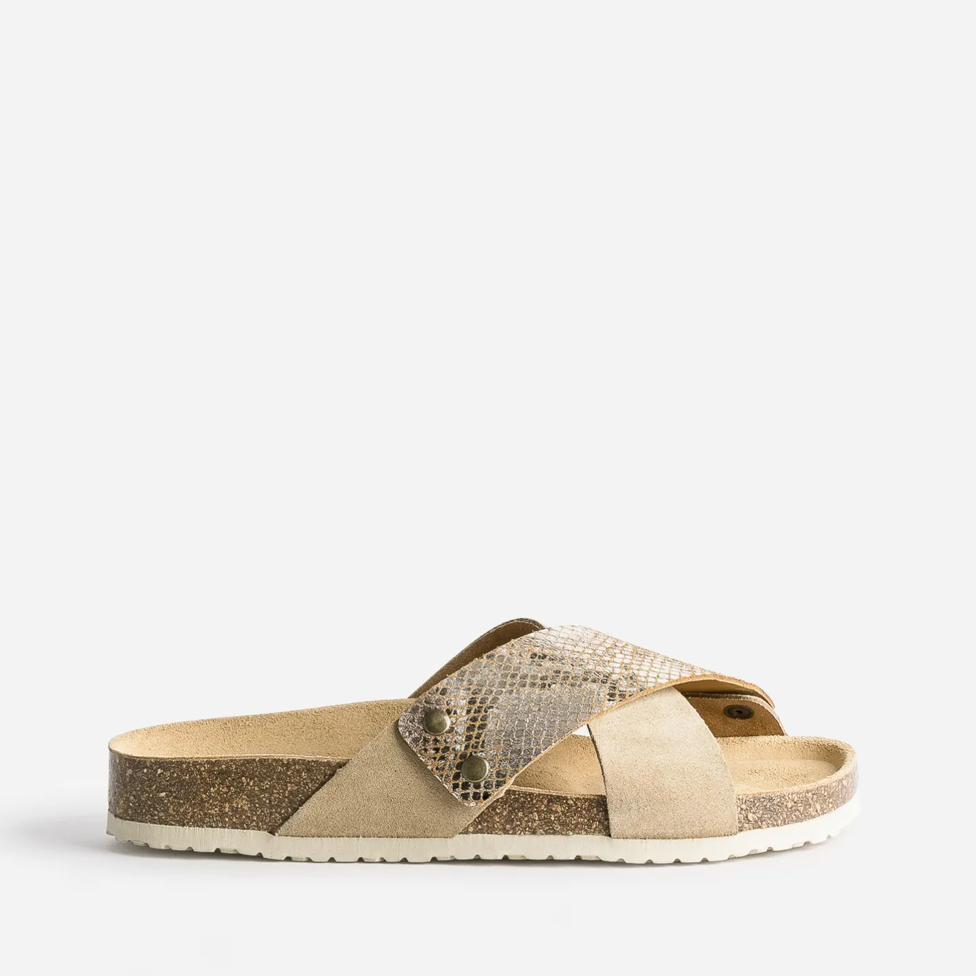 Brides amovibles s en cuir effet python doré^Eram Discount