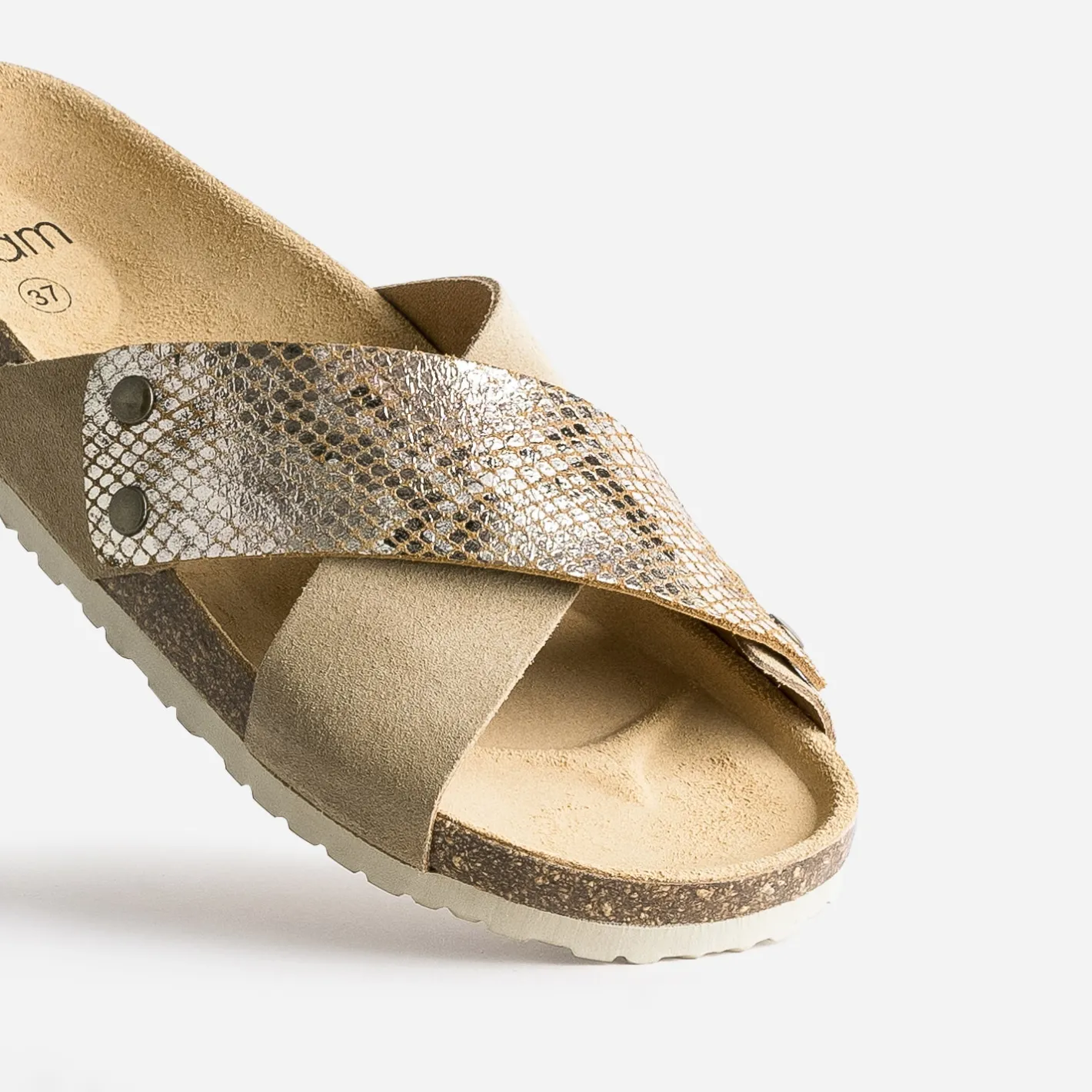 Brides amovibles s en cuir effet python doré^Eram Discount
