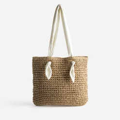 Cabas foncé paille papier anses-foulard^Eram New