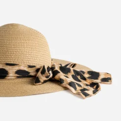 Capeline beige paille papier foulard motif léopard^Eram Online