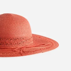 Capeline TEXTO corail paille papier^Eram Outlet
