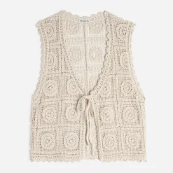 Cardigan sans manches crochet^Texto Sale