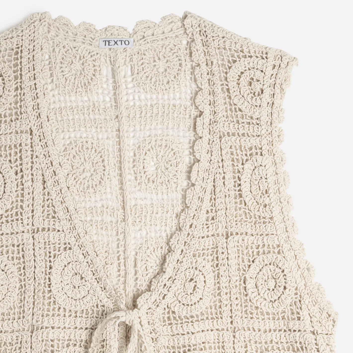 Cardigan sans manches crochet^Texto Sale