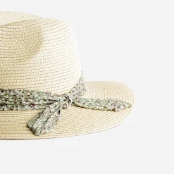 Chapeau effet paille foulard imprimé vert^Eram Discount