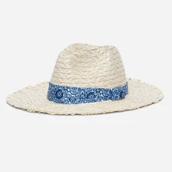 Chapeau beige en paille à galon cachemire^Eram Discount